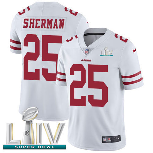 San Francisco 49ers Nike #25 Richard Sherman White Super Bowl LIV 2020 Youth Stitched NFL Vapor Untouchable Limited Jersey